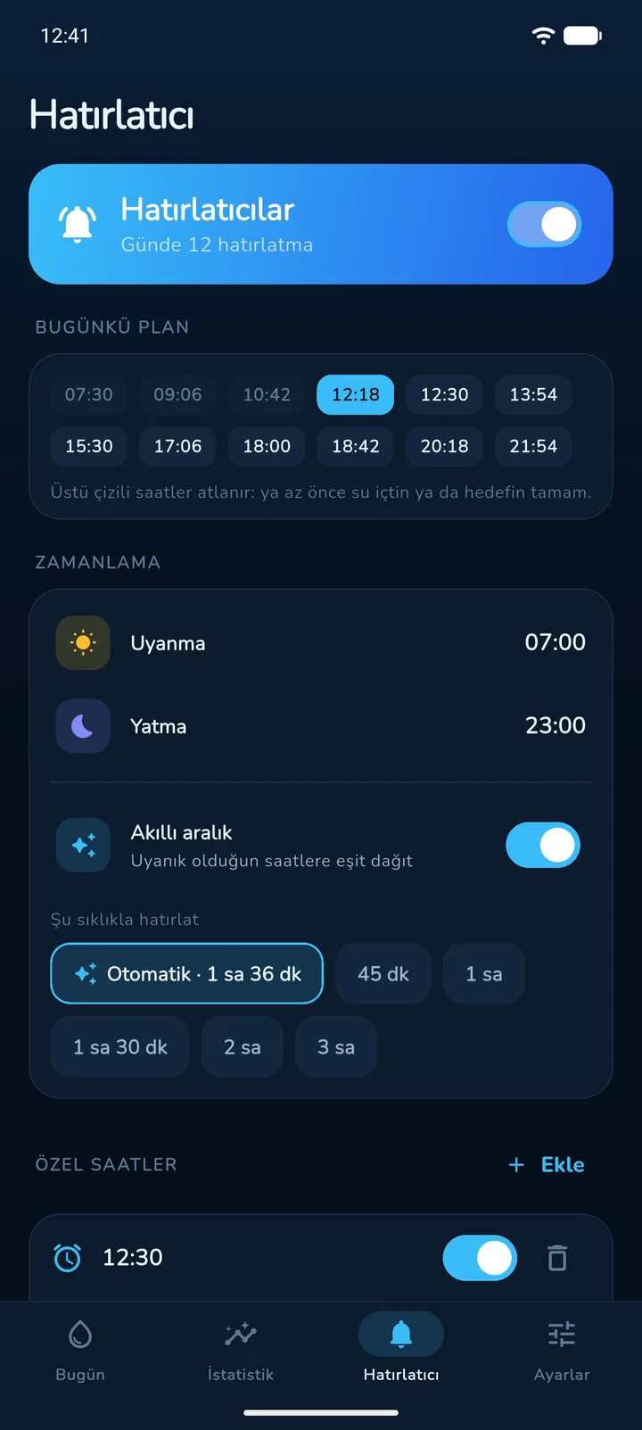 Hatırlatıcı ekranı